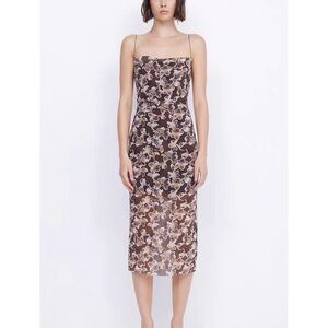 Floral Brown Midi Dress